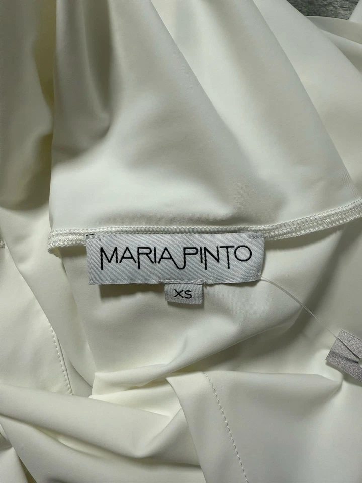 Blusa Maria Pinto Feminina XS Branca Gola com Botões Manga Extra Longa Ruched - Imagem 4 de 4