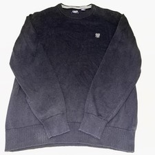 Chapps XLT Blue Ribbed Cotton Crewneck Pullover Sweater Knit Logo