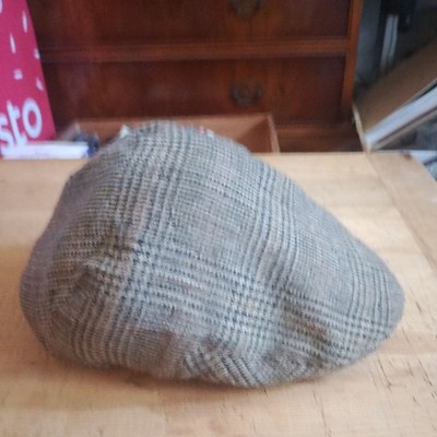 Vintage Neiman Marcus 100 % Kamelhaar Flatcap Mütze Hahnentritt Tweed kariert sehr guter Zustand