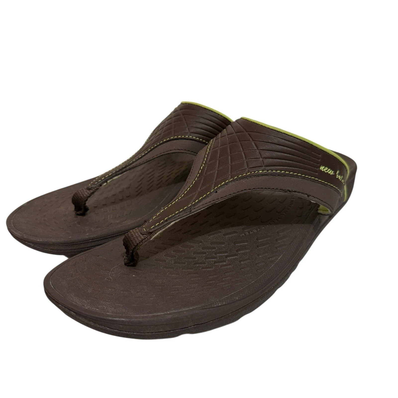 New Balance sandali infradito donna taglia 10 marrone verde cinturino a V