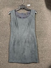 Drew Dress Womens 4 Gray Sleeveless Sheath Faux Suede Stretch Lined USA Back Zip