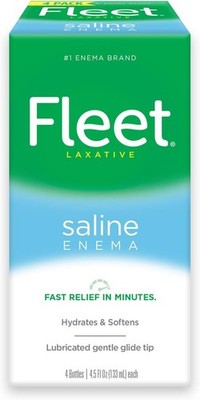 Fleet Laxative Saline Enema for Adult Constipation, 4.5 Fl Oz, 4 Bottles, 20164