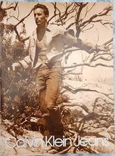 1984 Vintage Print Ad Calvin Klein Jeans Man Upside Down Tree Branches