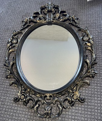 IKEA UNG DRILL 14743 Large Gold Black Ornate Victorian Look Oval Mirror 33 