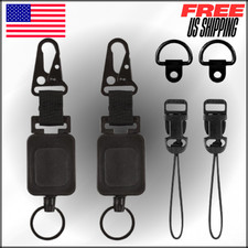 CB Mic Retractable Holder, 24" Stainless Steel Cord, D-Ring Mount for Truck 2Pc