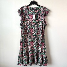 Tommy Hilfiger Flutter Sleeve Floral Shift Dress 18W Plus Size