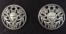 Antique Hallmark Pair Levi & Salaman Sterling Silver Buttons Birmingham 1899
