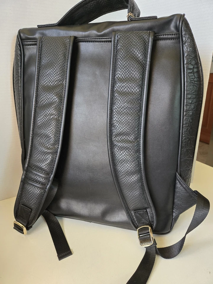 TOTE AND CARRY Black Vegan Alligator Leather Travel Laptop Backpack- 16 1/2"... - Image 2 of 4