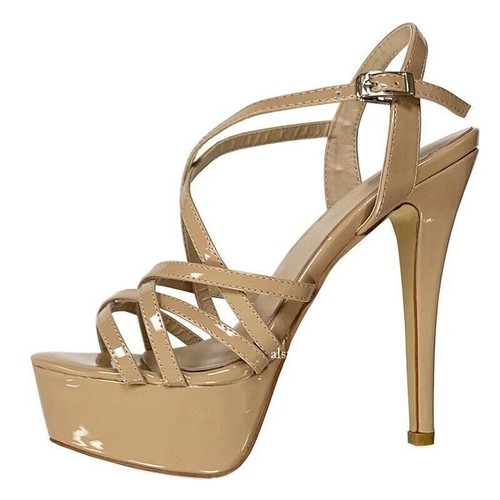 Women 14CM Platform High Heels Sandals Sexy Ankle Strap Pumps Stilettos Shoes - Picture 10 of 42