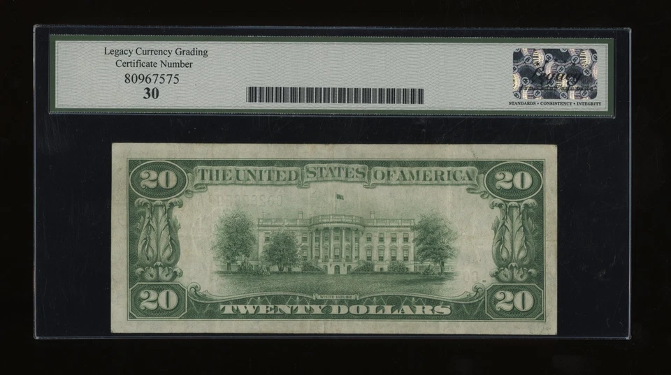 DBR 1928 $20 FRN Philadelphia Numeral Fr. 2050-C Legacy 30 Serial C02696293A - Image 2 of 2