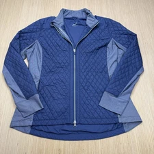 Zero Restriction Women's XL Sydney Quilted Golf Jacket Storm Blue Gray