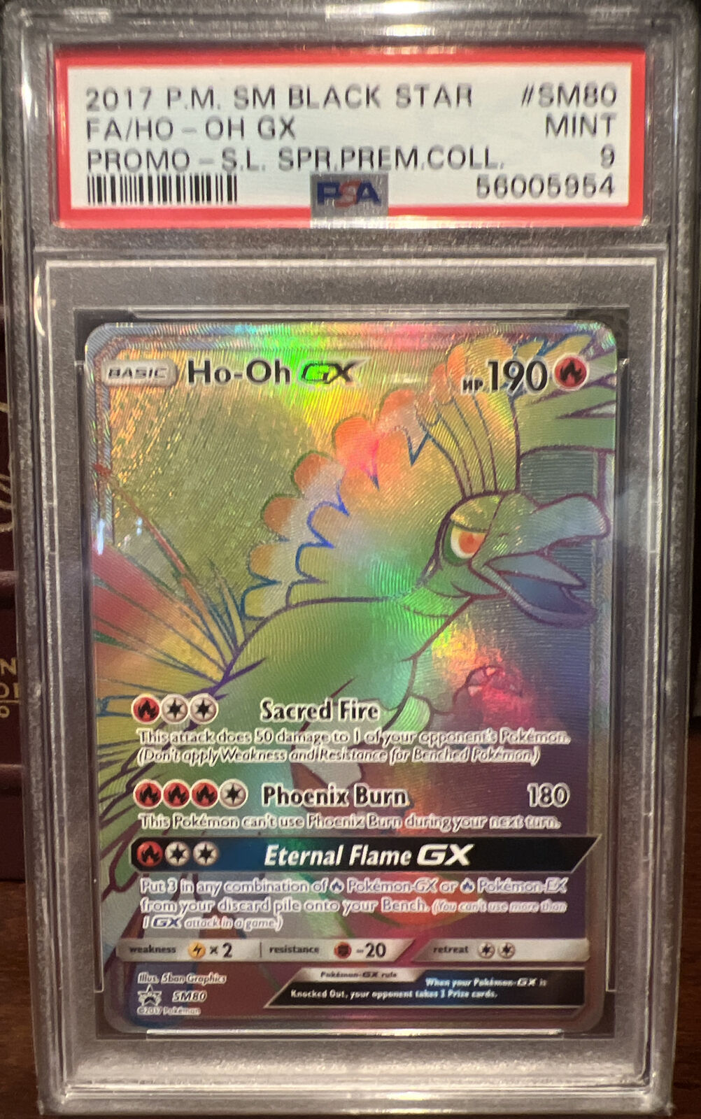 Pokemon TCG Ho-Oh GX SM80 Shining Legends Rainbow Rare Promo NM