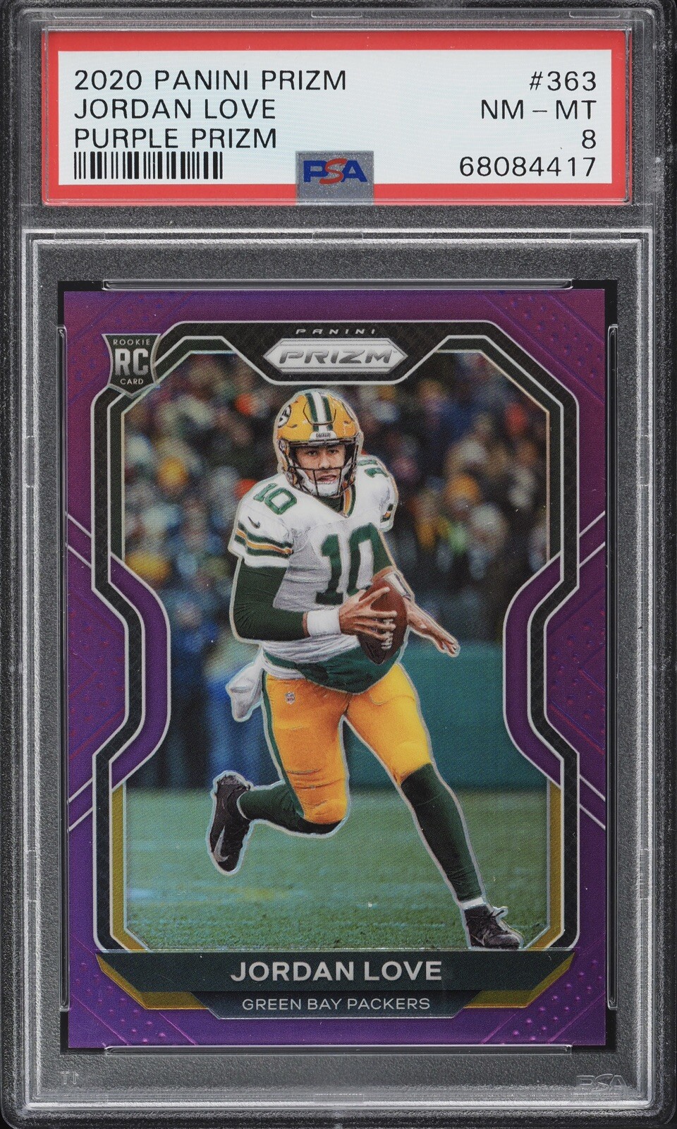 Jordan Love 2020 Panini Prizm #363 Purple Prizms Rookie Card RC /125 PSA 8 NM-MT