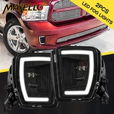 Black Bumper DRL LED Fog Lights For Dodge Ram 1500 2013 2014 2015 2016 2017