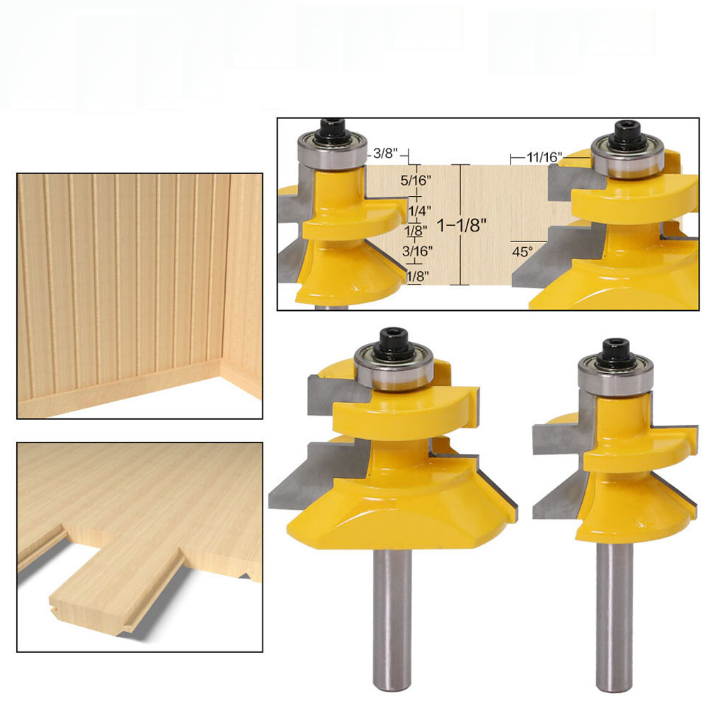 Flooring 2 Bit Tongue and Groove V Notch Router Bit Set 8mm Shank | eBay