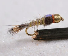 12 Flies BH Gold Ribbed Hares Ear FB Mayfly Nymph - Mustad Signature Fly Hook