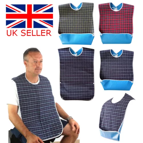 Washable Elderly Adult Bibs Feeding Bibs Clothing Protectors Men Women Disabled - Picture 2 of 14