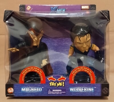 2003 Way Out Toys ~ X-Men Magneto & Wolverine Talk and Shake Head Figures ~ NIB