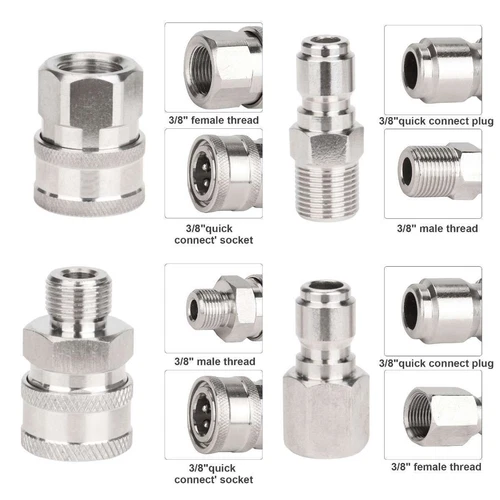 4Pcs NPT 3/8 Inch Pressure Washer Adapter Stainless Steel Quick Connect Fitting - Bild 3 von 11