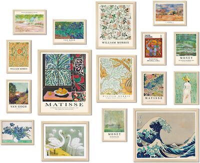 ASTRDECOR Vintage Eclectic Wall Art Prints Set of 16, Eclectic Wall Decor, Co...