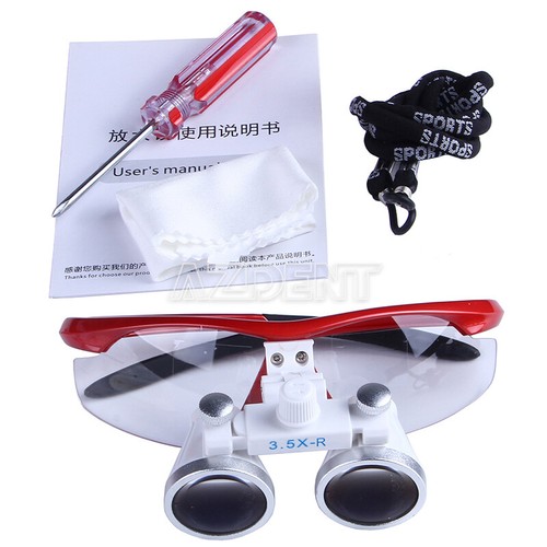 Dental Medical Surgical Binocular Loupe Optical Glass Magnifier Red 3.5X-420 - Picture 3 of 9
