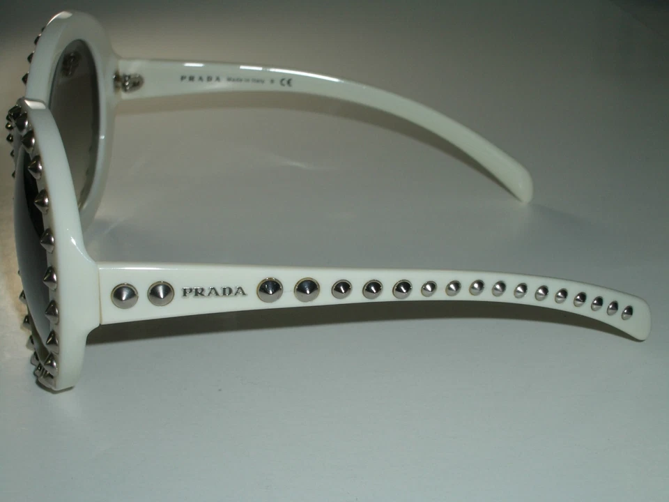 GAFAS DE SOL MUJER PRADA SPR 29Q-F 56[]21 7S3-0A7 140 TONO GRIS GRANDES BLANCAS REDONDAS Foto 3 de 4