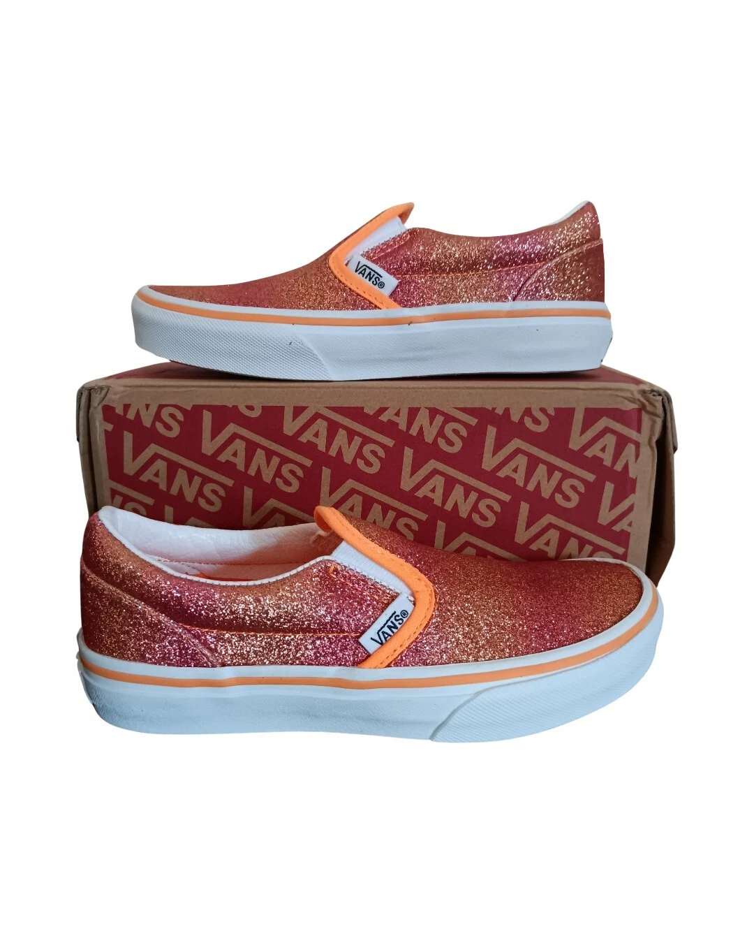 Scarpe sneakers Vans bambina classiche slip on taglia 2 UY Sunrise glitter