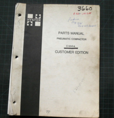 HYSTER C550A Pneumatic Compactor Roller Parts Manual book catalog list ...