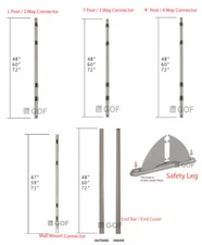 GOF Office Partition Parts & Accessories-Post Connectors, End Bars, Safety Legs