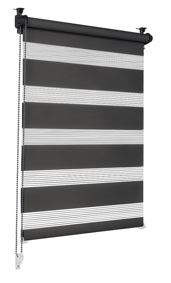 Doppelrollo schwarz 95x130cm Klemmfix ohne Bohren Fensterrollo Seitenzugrollo - Bild 1 von 1