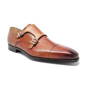 magnanni double monk strap cognac