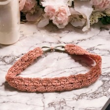 Crochet Headband with Elastic- Light Orange