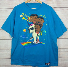 WWE Authentic The New Day T-Shirt Mens XL Blue Kofi Kingston Big E Unicorn Space
