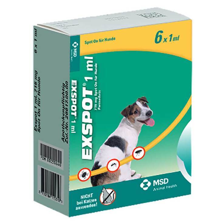 EXSPOT® 1 ml Spot On Lösung für Hunde · 6X1 ml · PZN 00055840