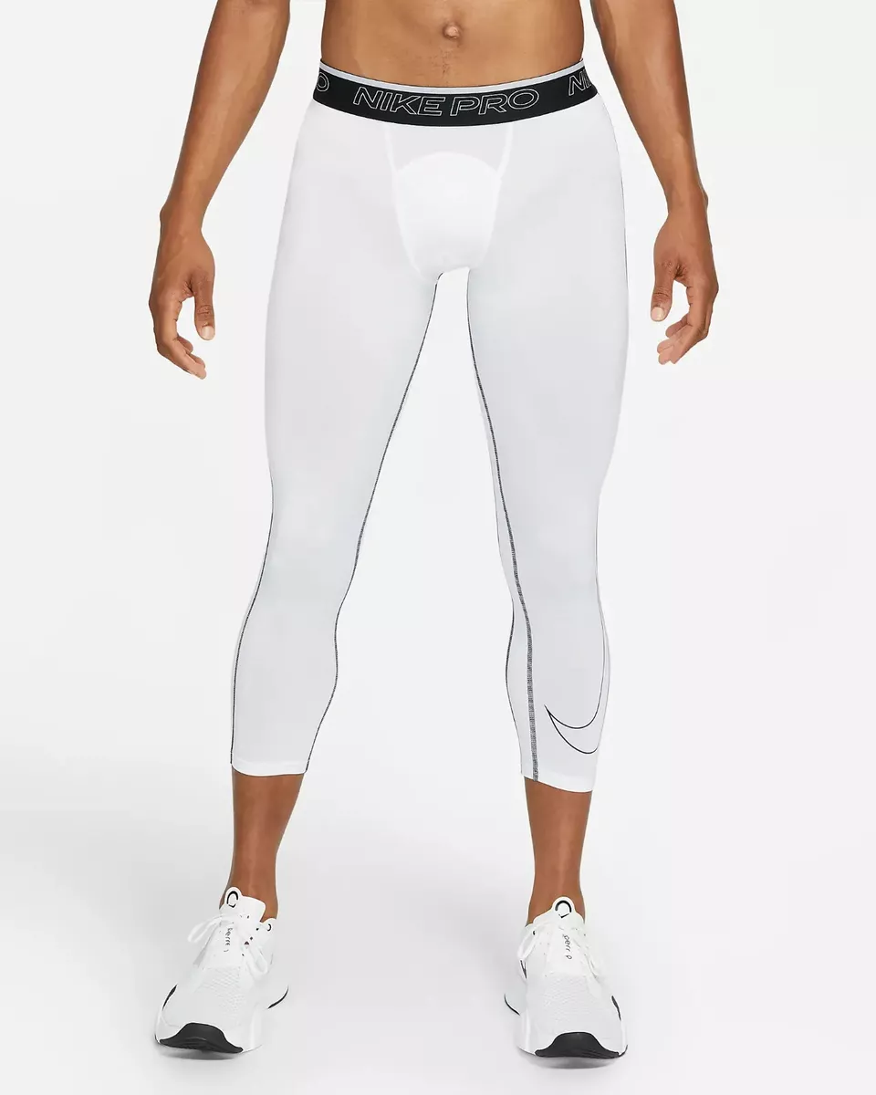 NWT Nike Pro Dri-FIT Compression 3/4 Length Training Men's Leggings White  3XLT