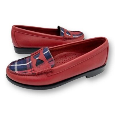 BASS RACHEL ANTONOFF COLLECTION WENDYBIRD RED LEATHER AND PLAID LOAFERS Sz 6M