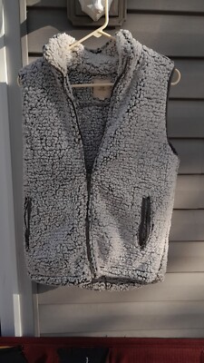 Thread & Supply Women s Gray Sherpa Shearling Faux Fur Fuzzy Vest Sz Small