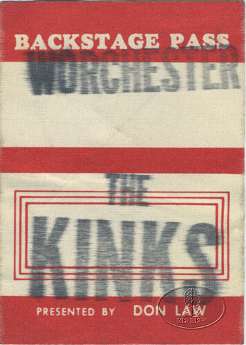 The KINKS 1982 Backstage Pass Worcester - Imagen 1 de 1