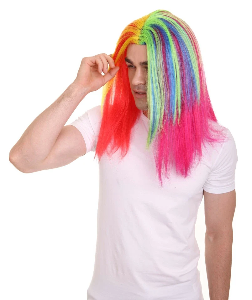 Rainbow Colors Straight Wig 6ix9ine Daniel Hernandez Cosplay Party Hair HM-1040 - Image 4 of 4