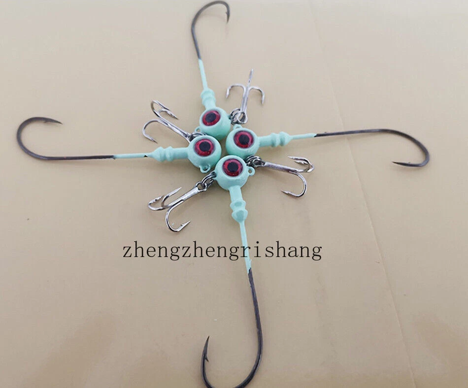 10pz Ganci da Pesca Jig Head Occhi Luminosi 3D Gancio per Pesca Basso - Immagine 4 di 4