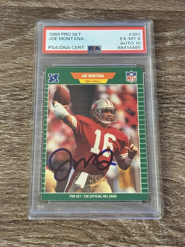 Joe Montana Signed 1989 Pro Set #381 PSA 6 EX-MT 10 AUTO