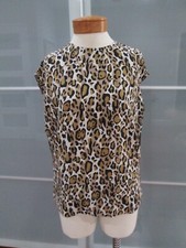 Tory Burch Cap Sleeve 100% Silk Animal Print Blouse Size 4