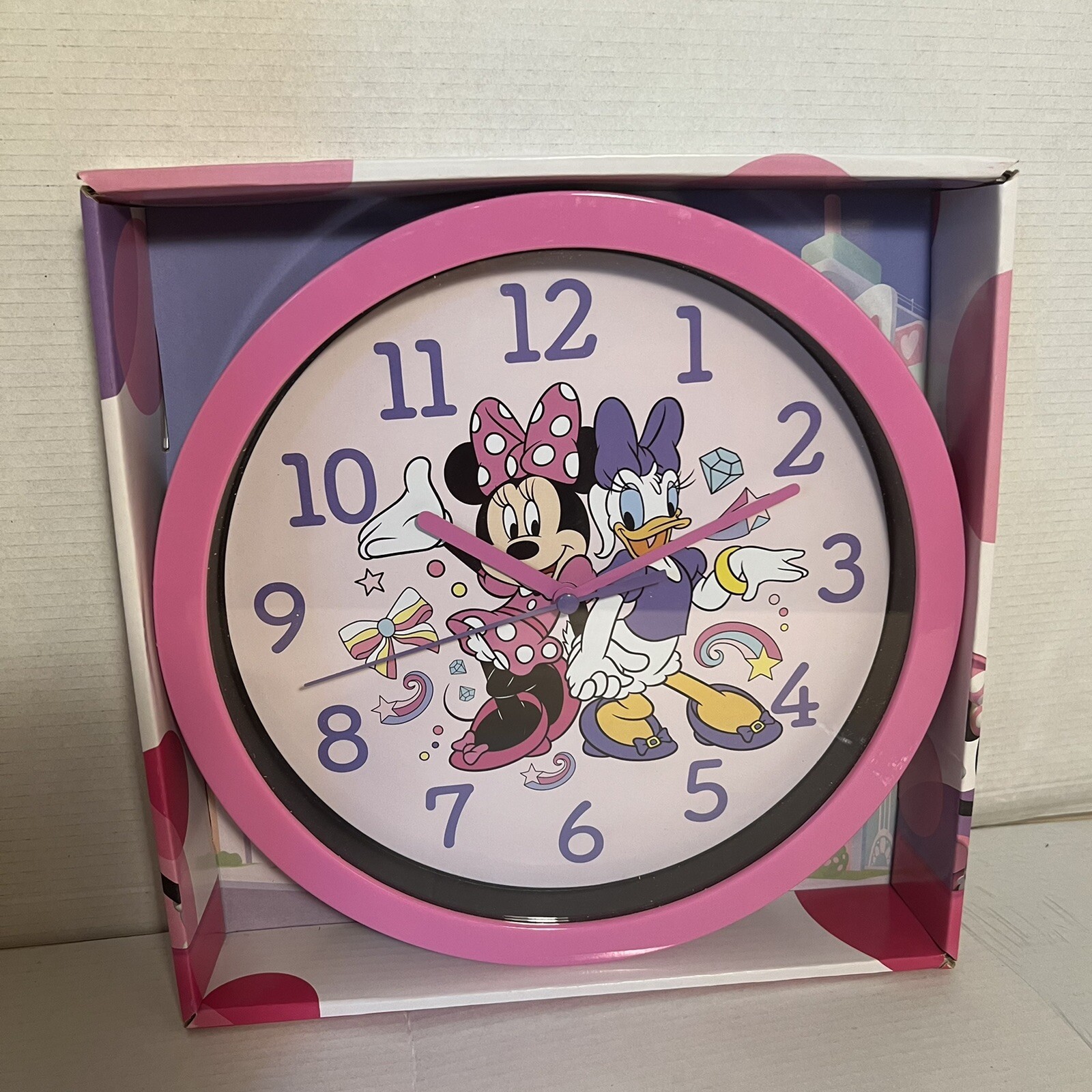 Disney Wall Clock Minnie Mouse pink 10" eBay