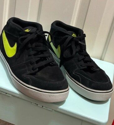 Nike Ruckus Black Neon Green Mid Athletic Skateboarding Shoes Mens US 13