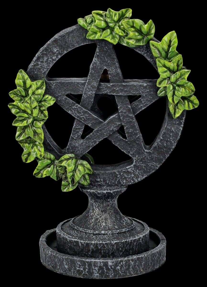 Backflow Incense Holder Wicca - Pentagram with Ivy - Fantasy Decorations 19cm