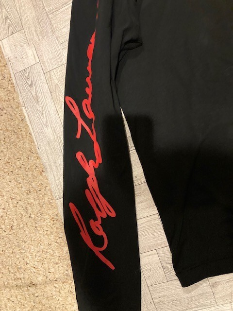 Polo Ralph Lauren manica lunga con cappuccio sottile grande logo pony nero grande