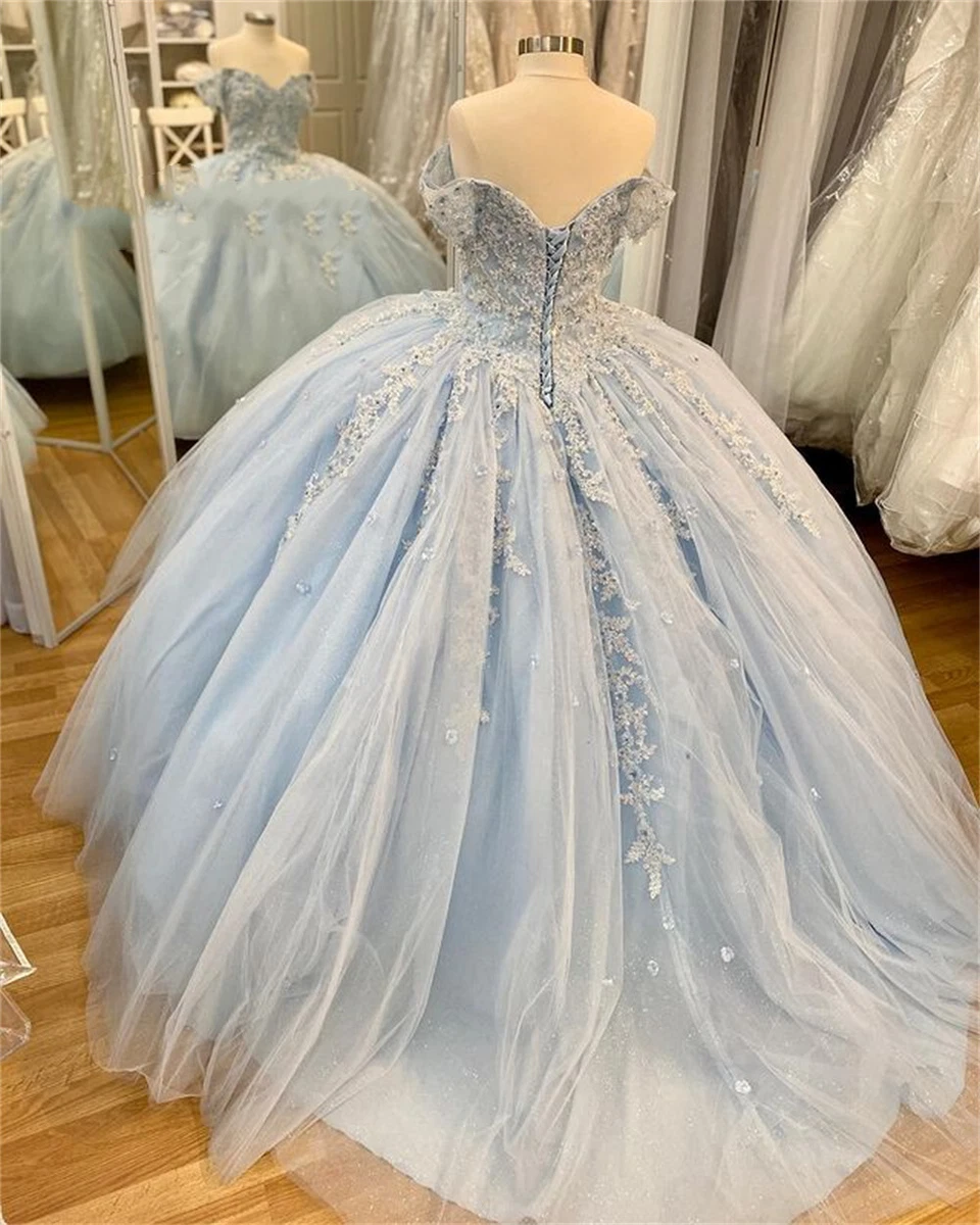 quincea帽era dresses light blue