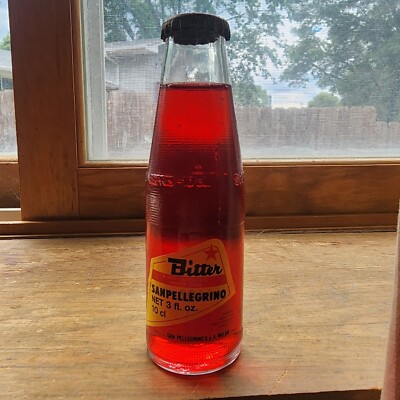 Vintage Sanpellegrino Bitter Non Alcohol Aperitif Soda 3 Oz Glass Bottle Sealed