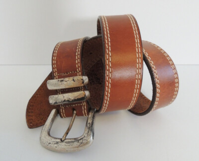 Mens Western Brown Leather Belt 38 display picture 3