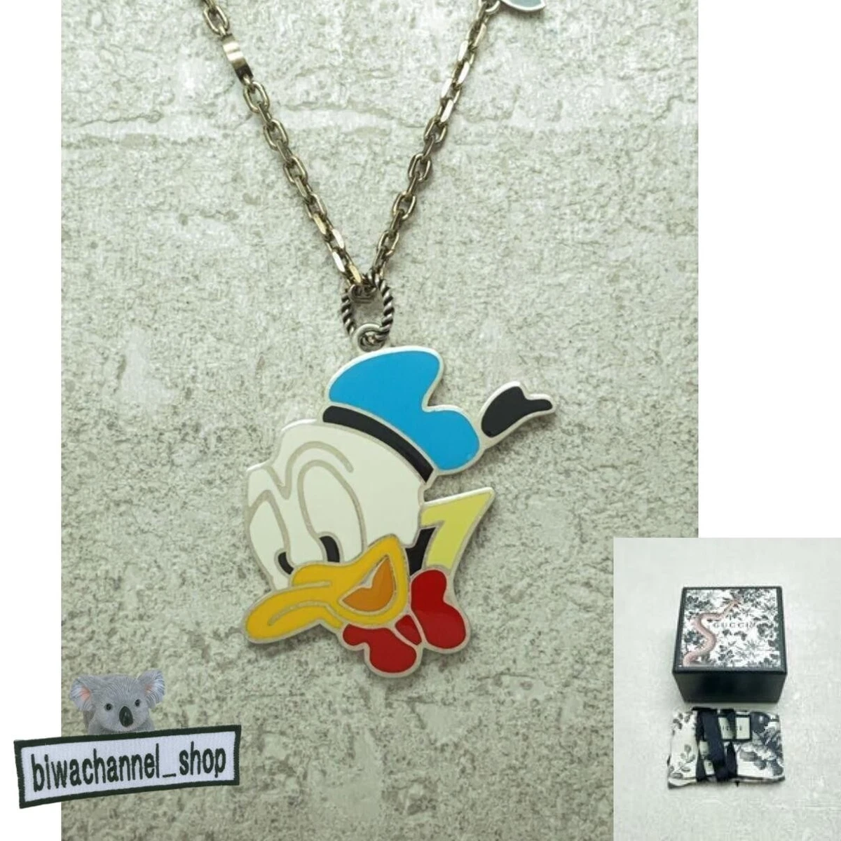 GUCCI Necklace Disney Donald Duck Rose Enamel Necklace SV925